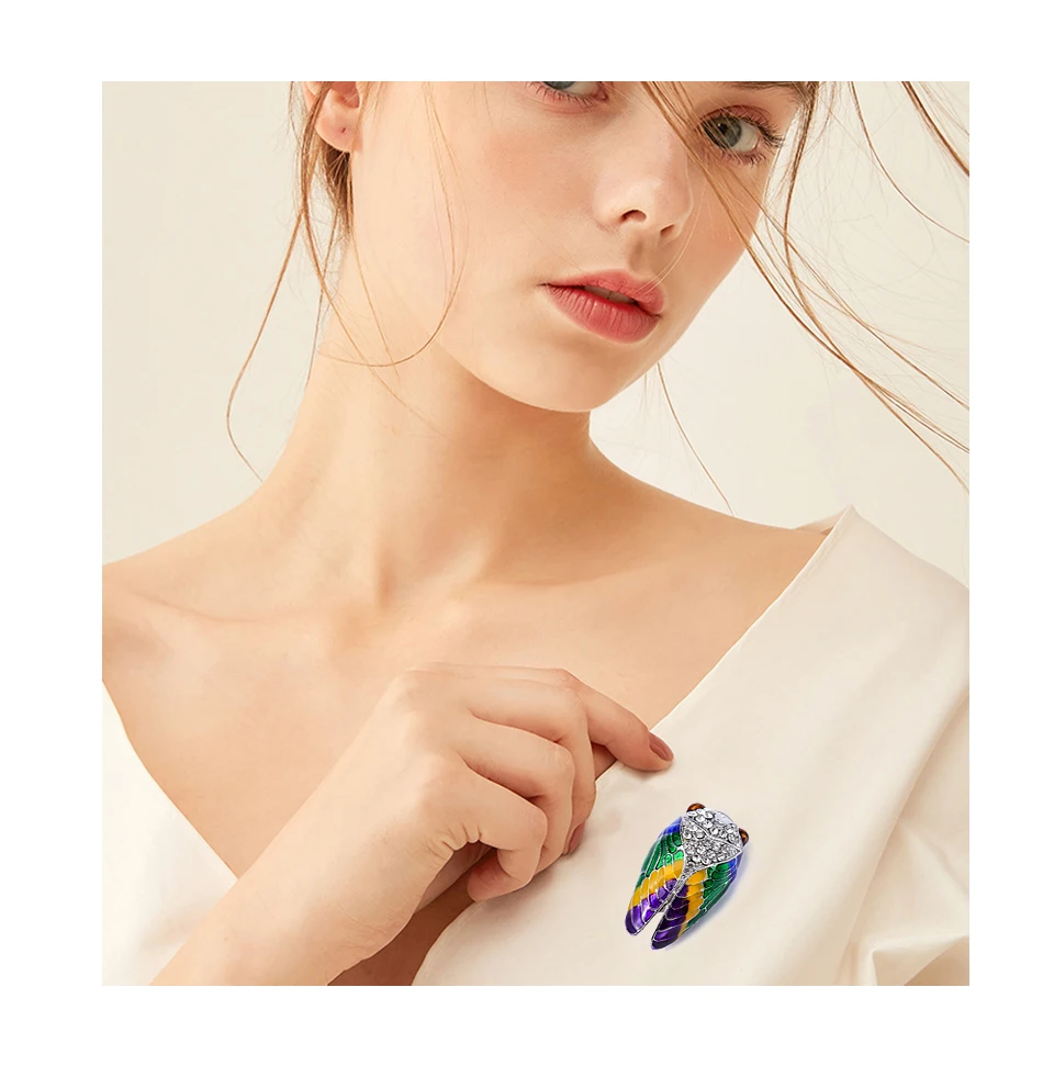Morkopela Cicada Bug Insect Brooch Enamel Pin Rhinestone Brooches And Pins For Women Vintage Brooch Jewelry Luxury
