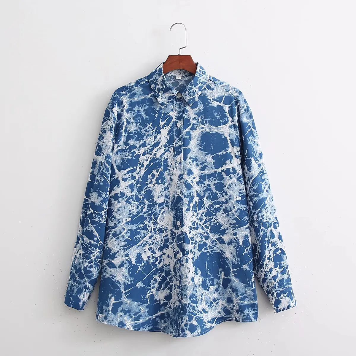 

Koekop Women Fashion Tie Dye Single Breasted Blouse Casual Long Sleeve Lapel Neck Female Shirts Chic Tops
