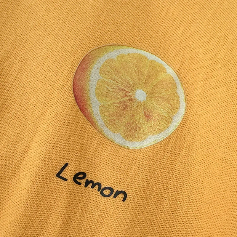 

2020 women's casual round neck short sleeve T-shirt college style cotton Tops fruit simple print T-shirt summer wear T-shirt