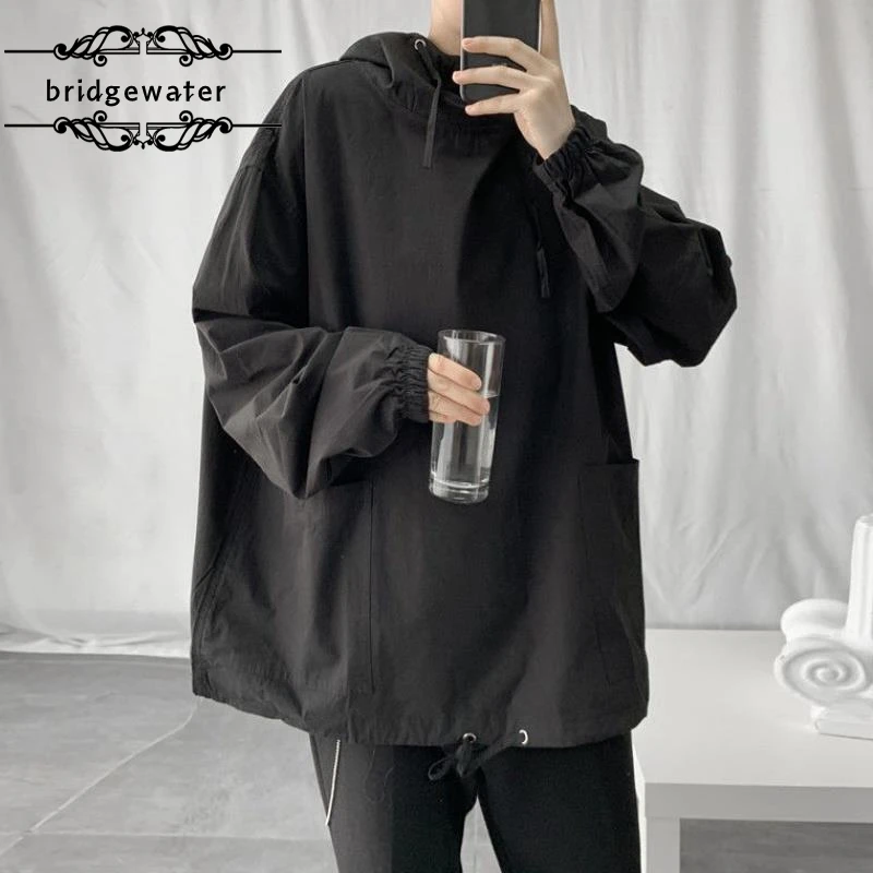 

Bridgewater Spring Autumn Men's Workwear Hoodies Japanese Style Students Simple Harajuku Trend Loose Fashion Not Fade