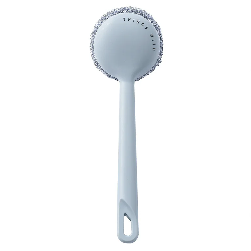 

Long-handled pot-washing brush steel wire ball Nordic kitchen nano-cleaning ball household dishwashing brush does not drop the w