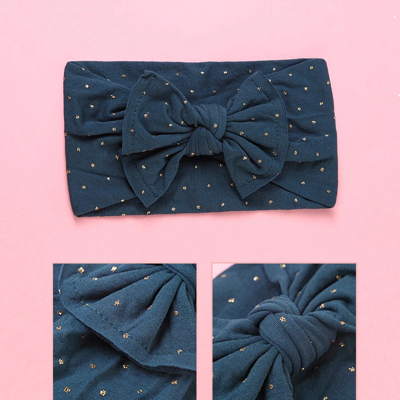 

Повязка на голову для девочек, эластичная, с бантом и золотыми звездами