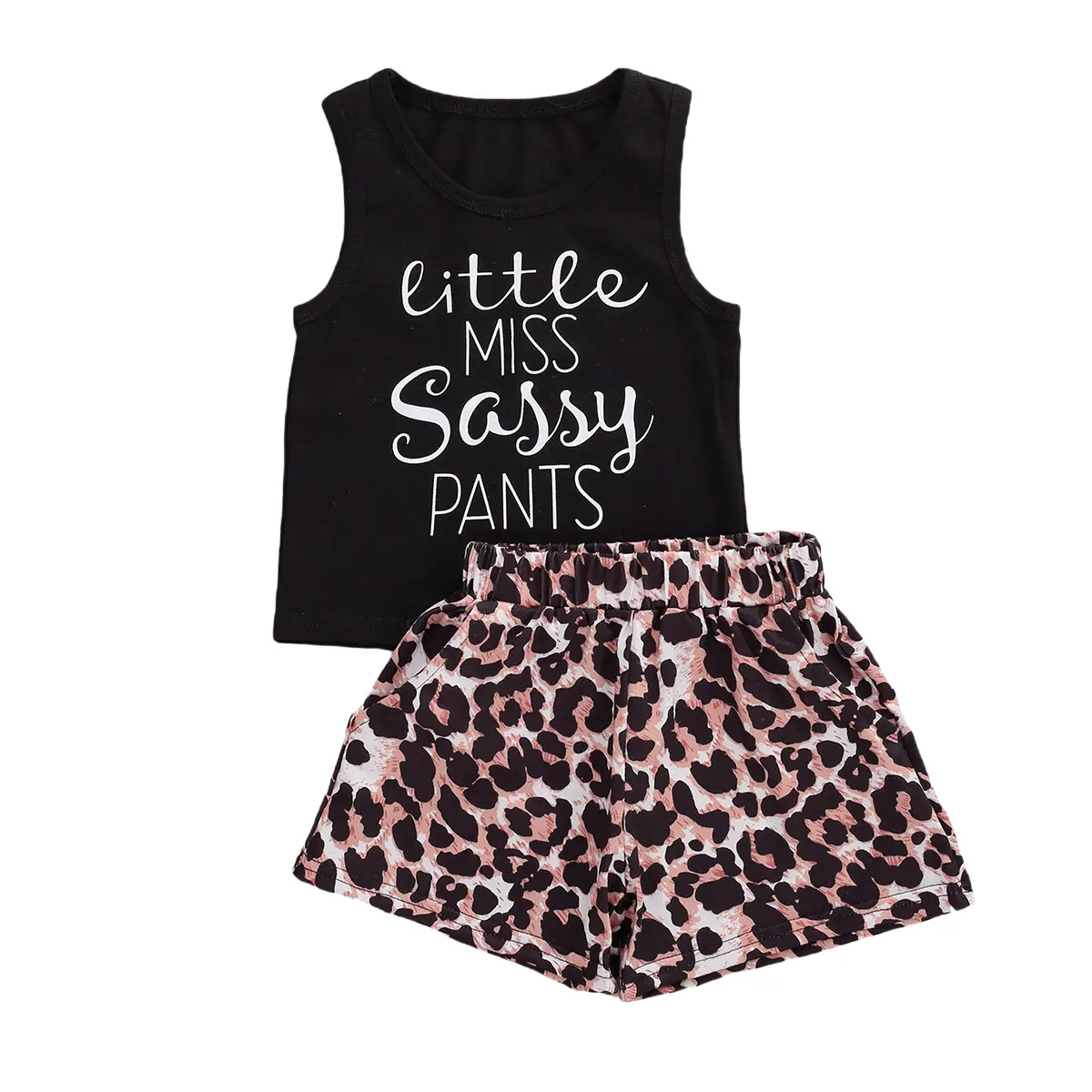 2 шт. жилет и шорты с леопардовым принтом для девочек 1 5 лет|Комплекты одежды