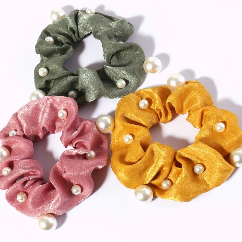 Новинка 2019 атласные жемчужные эластичные резинки для волос держатель конского