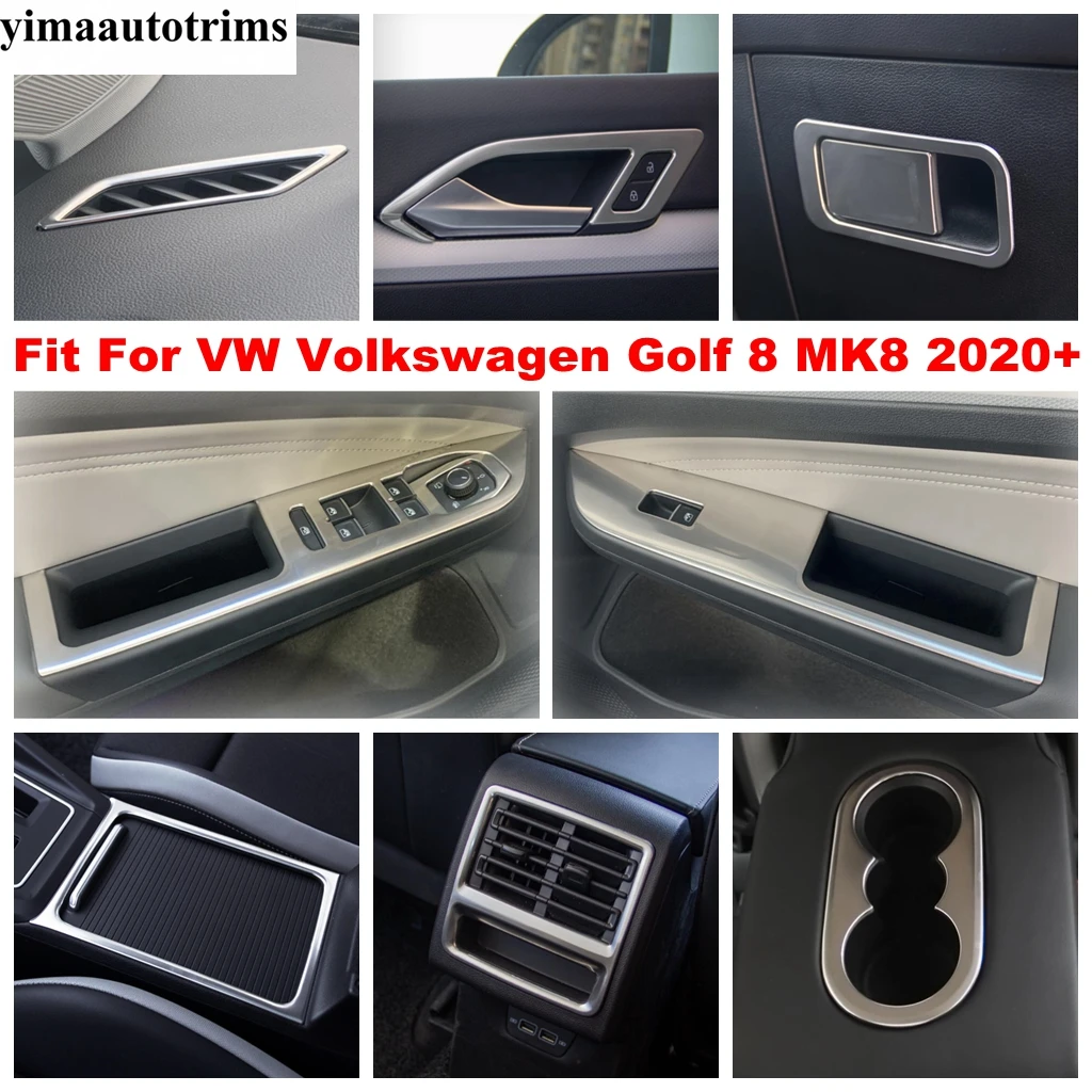 

Для VW Volkswagen Golf 8 MK8 2020 2021 крышка ручки вентиляционного отверстия кондиционера для окна подъемника, отделка, серебристые аксессуары из нержавеющей стали