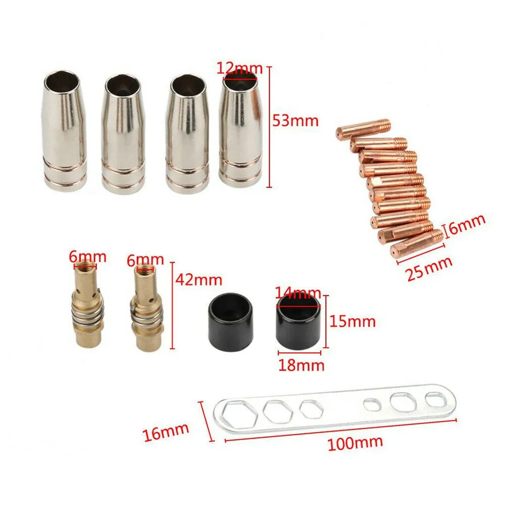 

Set 10x Electric Nozzle E-Cu M6 0.8 Mm Cyl Useful 1x Elbow For MIG / MAG
