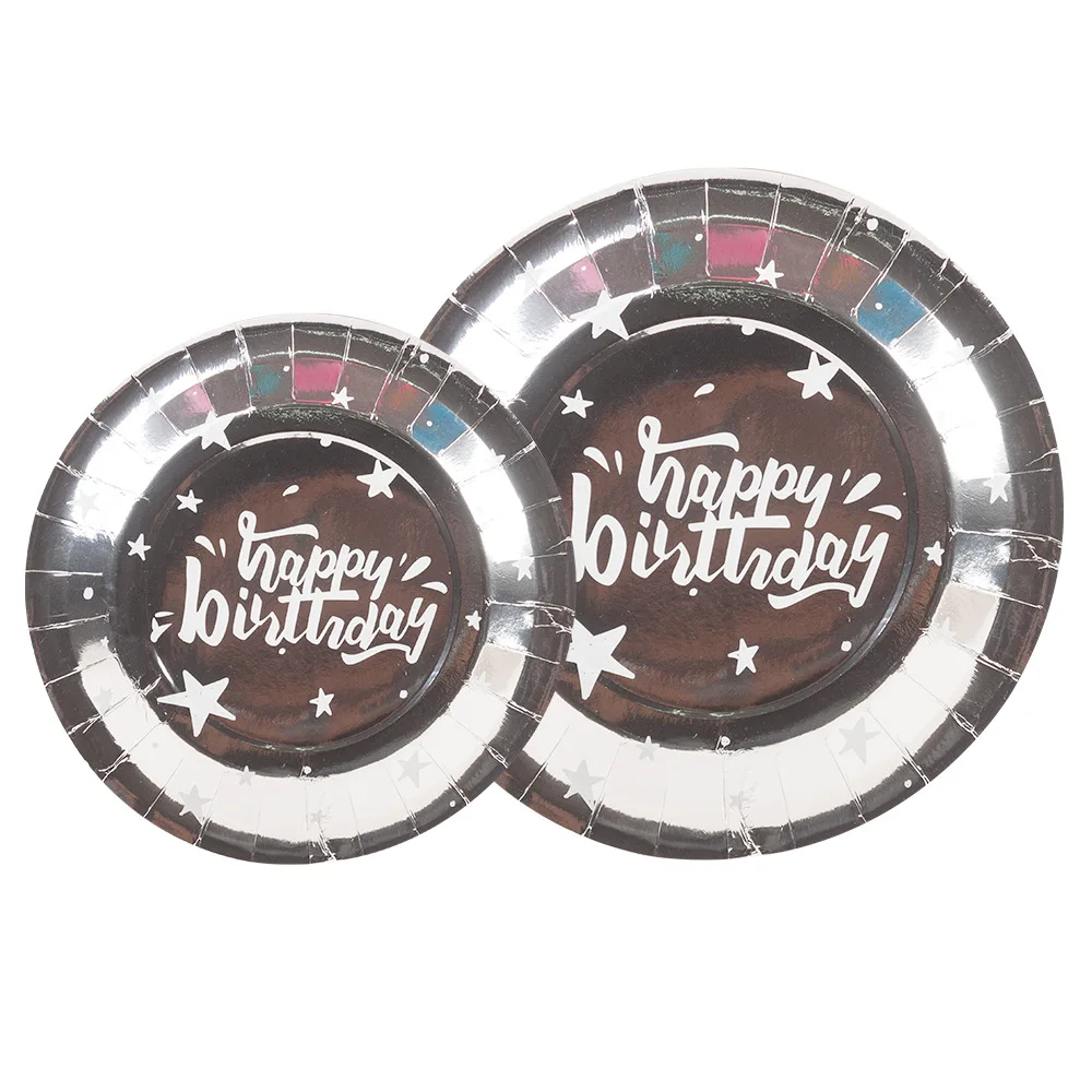 Одноразовая посуда на день рождения штампованные серебряные тарелки для