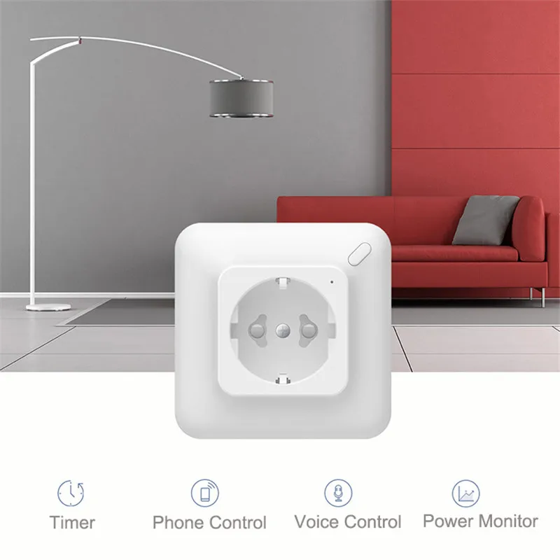 Lonsonho Tuya Wifi умная розетка, встроенная в стену, розетка ЕС, 16А, монитор мощности, приложение Smart Life, работает с Alexa Google Home