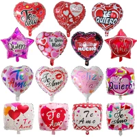 10pcs 18inch te amo spanish i love you foil balloons heart shape helium air globos valentines day wedding decoration supplies