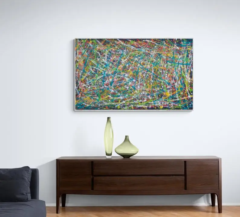 

Красочная картина по дереву, Джексон полок, абстрактная картина, Золотая картина, абстрактная картина маслом, абстрактная картина