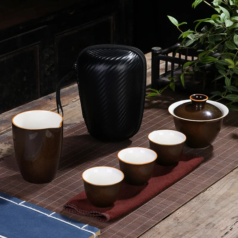 Керамический портативный чайник с сумкой простой для путешествий разные цвета