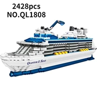 cruise liner moc bricks speed boat modular travel ideas model building blocks ql1808 quantum of the sea 2428pcs