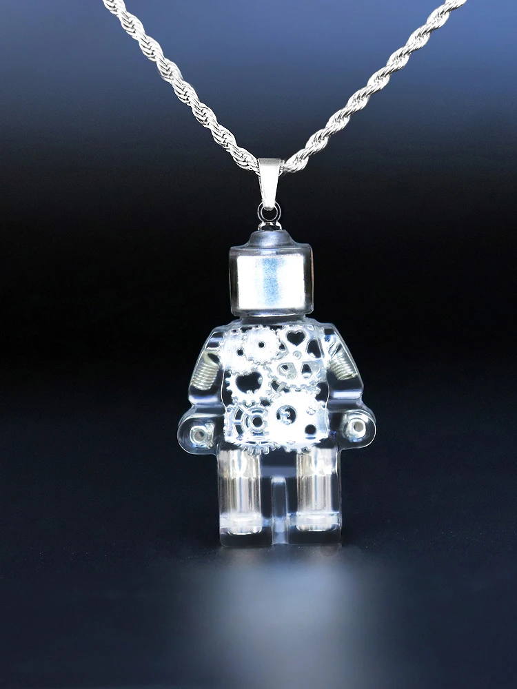 

Cyberpunk Robot Sweater Necklace Mechanical Friend Couple Port Style Metal Jewelry Men And Women Motorcycle