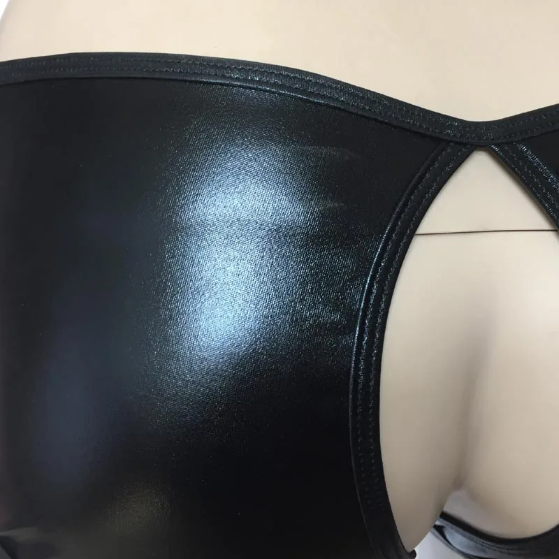 Сексуальные женские блестящие кожаные трусики с вырезами Wetlook открытая ягодица промежность Танга Трусики Клубное нижнее белье под брюки Фетиш белье