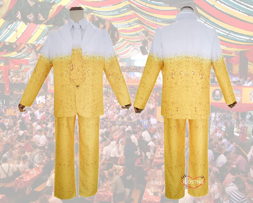 Костюм желтого пива для мужчин и женщин на Октоберфест карнавальный маскарадный