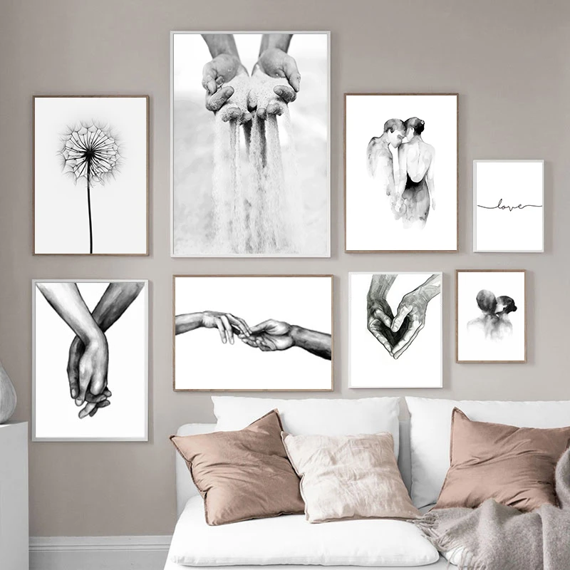 Настенная картина Поцелуй руки в скандинавском стиле настенный плакат на холсте