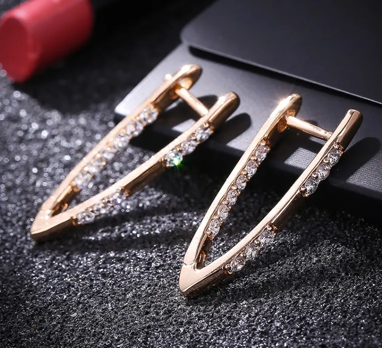 Модные женские серьги кольца V образной формы золотистые для женщин стиле хип хоп