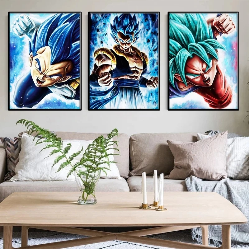 

Wall Japanese Anime Canvas Cartoon Printed Goku Posters Painting Vegeta Picture Home Decoration Living Room Modern Art Modular