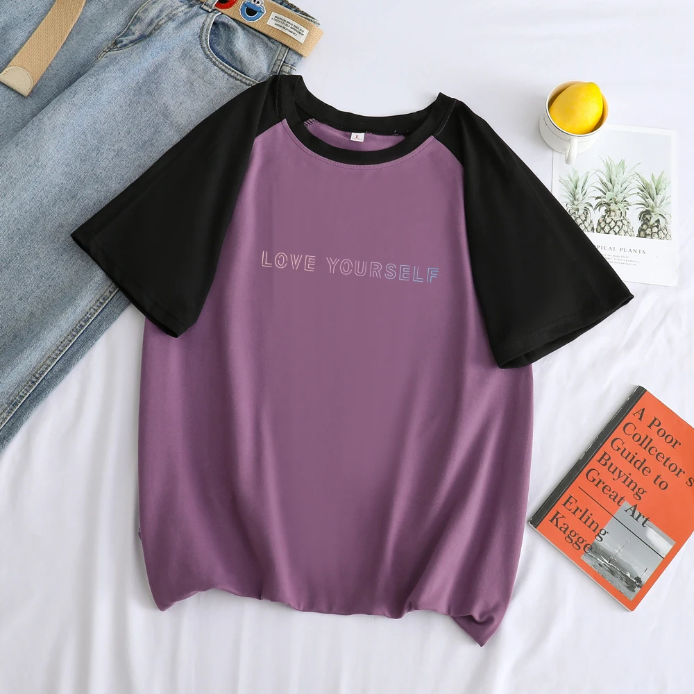Футболка мужская оверсайз с надписью LOVE YOURSELF Повседневная рубашка в Корейском