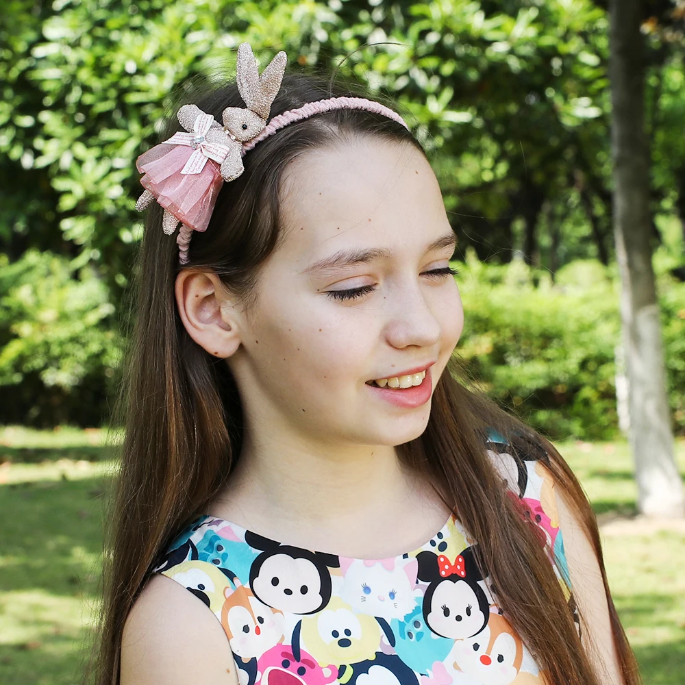 Новинка Модное детское кружевное платье с кроликом из мультфильма повязка на