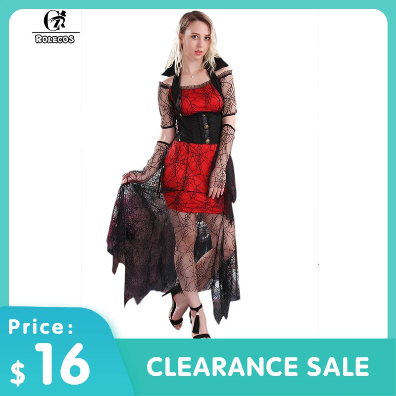 Женский костюм вампира ROLECOS черное платье паук без надписей ведьмы на Хэллоуин