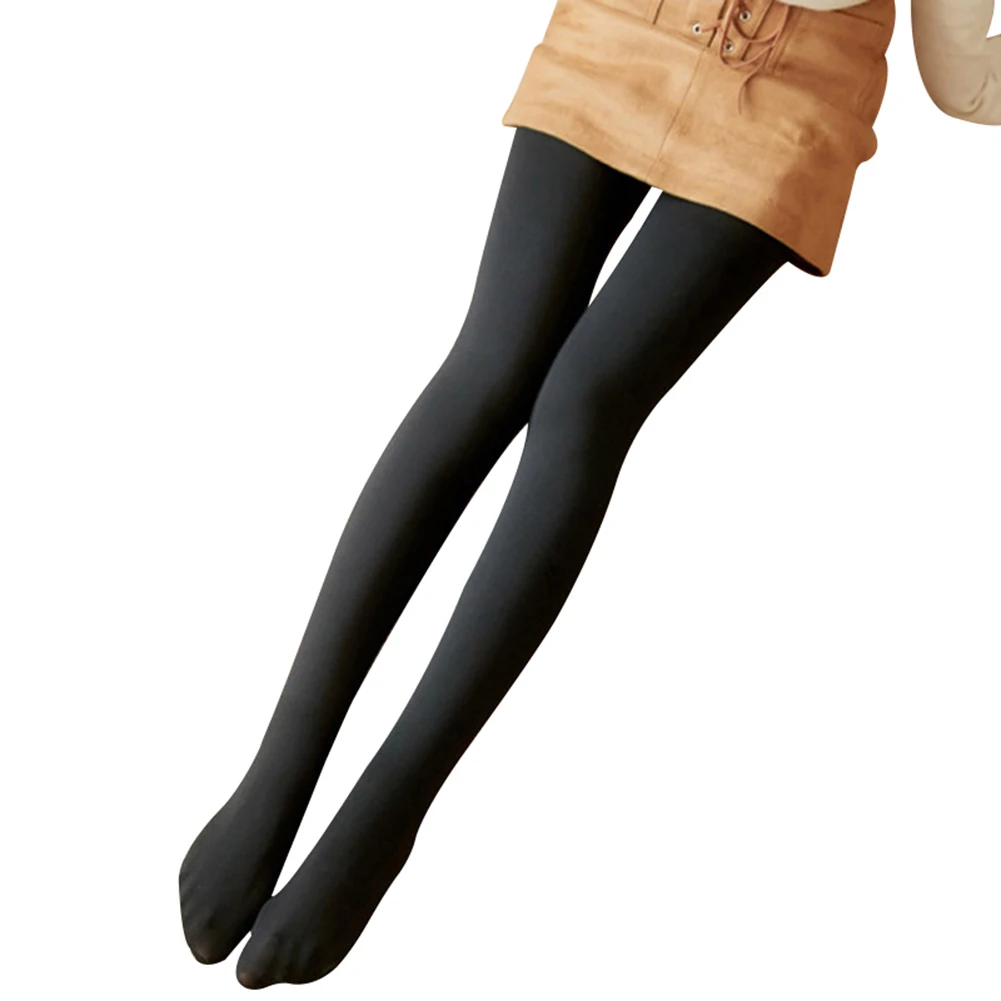 Ноги поддельные полупрозрачные теплые флисовые женские мягкие леггинсы с