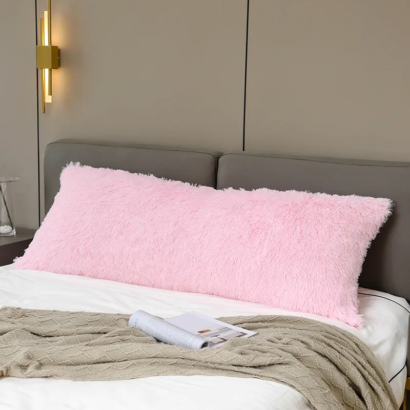 

Super Soft Long Plush Bed Pillows Cover Rainbow Colorful Winter Warm Fleece Pillowcase Side Zipper Fluffy Sleeping Pillow Case