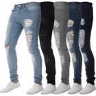 2020 облегающие мужские джинсы, осенние мужские рваные узкие байкерские спортивные брюки, сексуальные мужские джинсы для бега, S-4XL