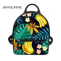 women samll backpack tropical plants pattern women shoulders bag fashion school bag for teenage travel bag zaini donna in pelle