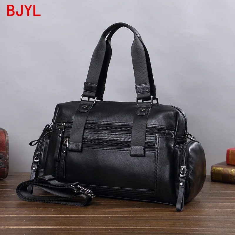 Мягкая черная кожаная сумка на плечо Корейская сумка-мессенджер большая