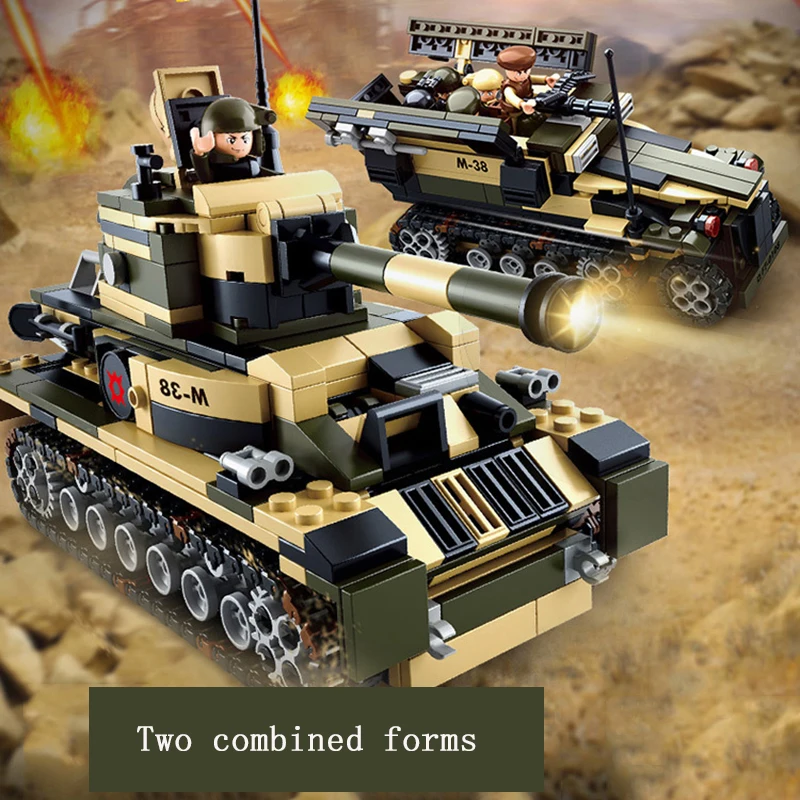 

8 In 1 Building Block Toy Military Soldier Weapon Tank Model DIY Military Equipment Armored Car Assembly Brick Children's Toy