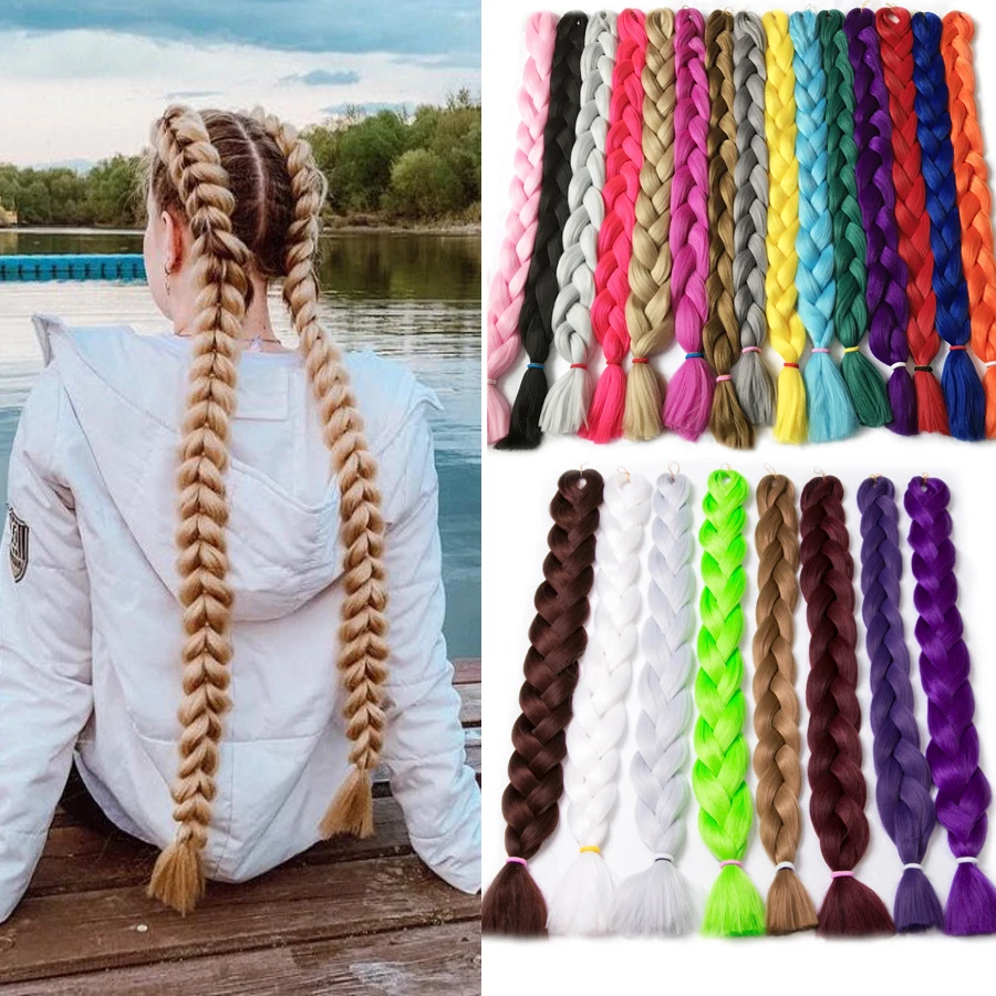 100 Cm Jumbo Braid Hair Extensions Pink Brown Women Girl Colorful Rainbow