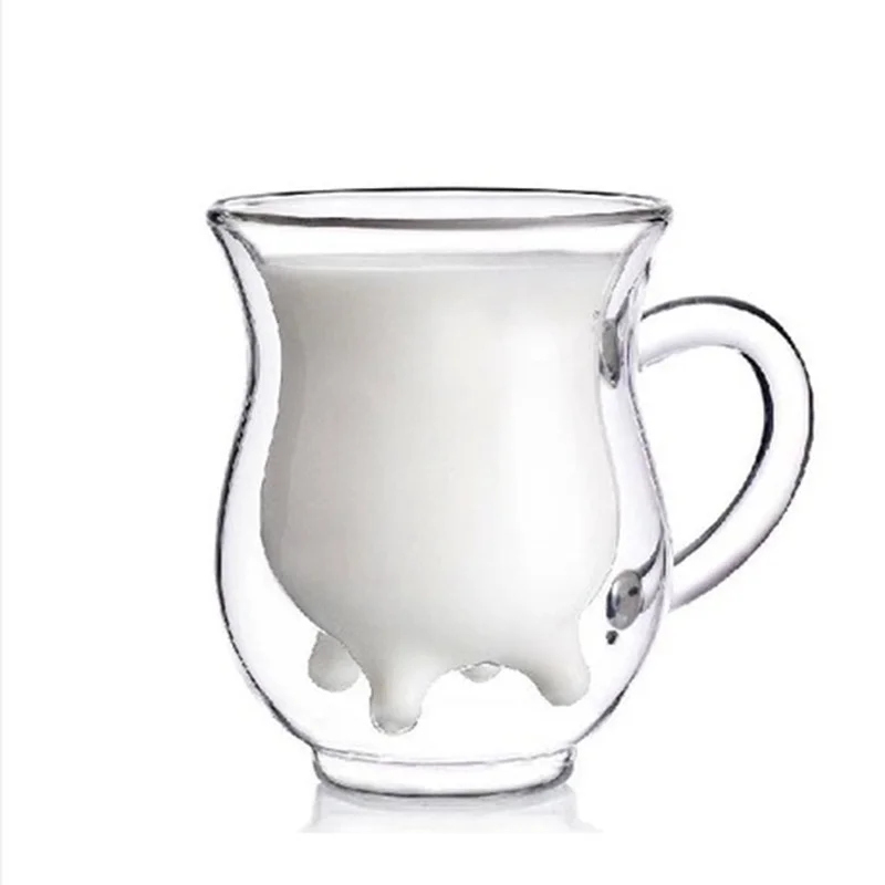 

2 Pcs/Set fashion double wall Insulation home morning milk glass cup,Set of 2 home glass