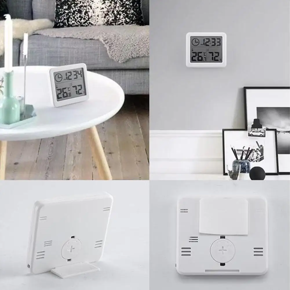 

Junejour Multifunction Thermometer Hygrometer Automatic Large LCD Monitor Screen Humidity Clock Electronic Temperature Z4V2