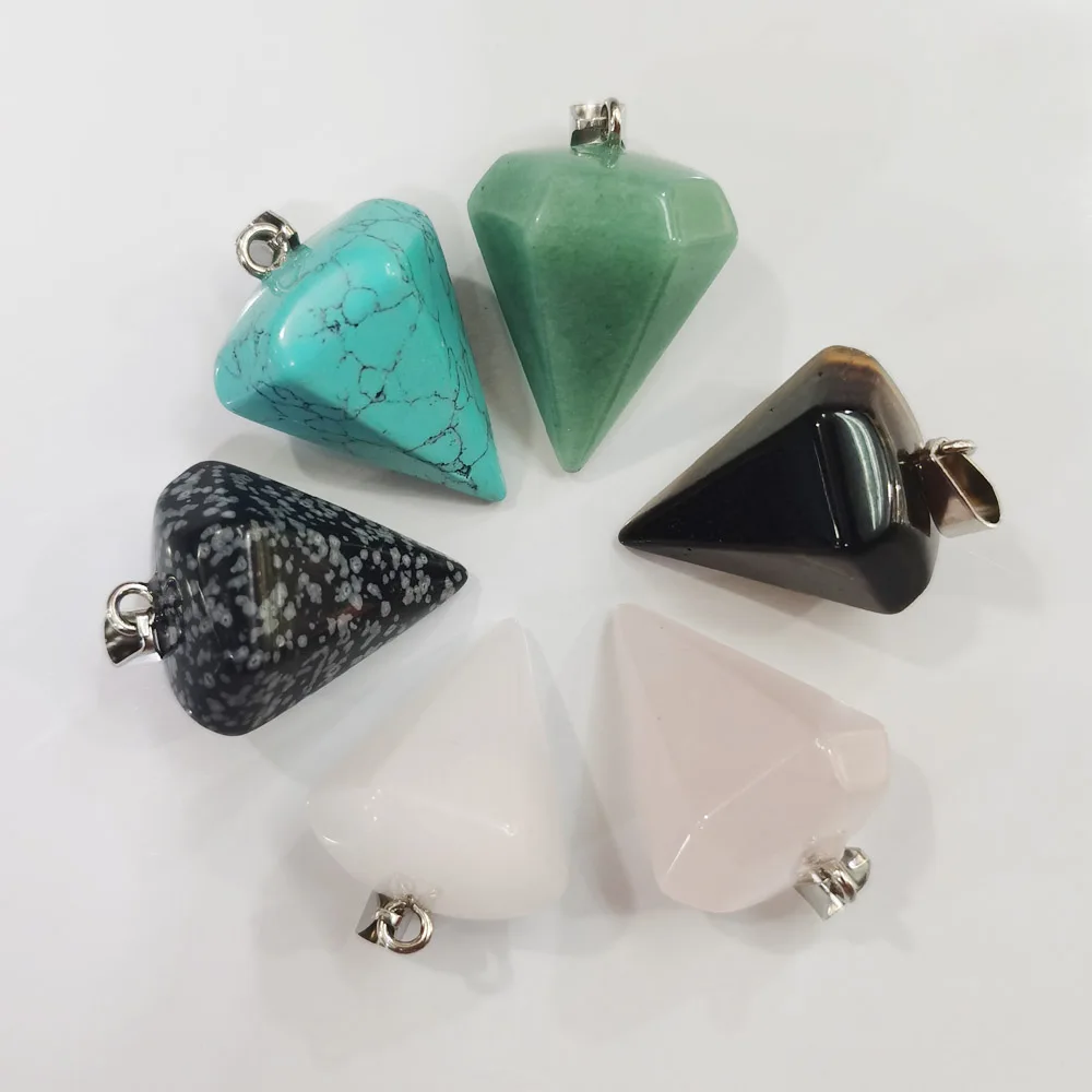 

fashion 6pcs 40x22mm Natural stone pendulum Pendants & necklace for Jewelry making mixed charm Accessories Free shipping