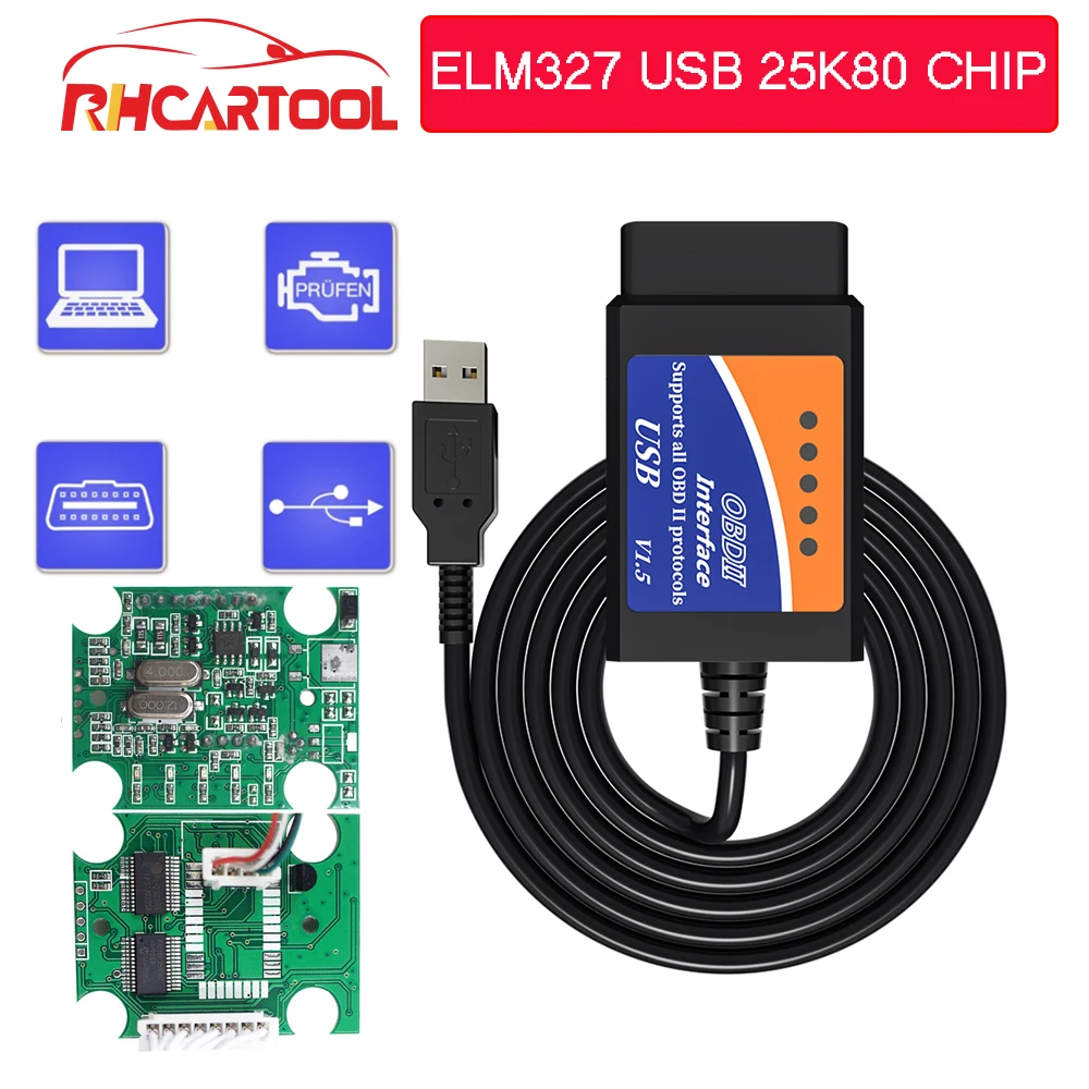 OBD2 ELM327 V1.5 USB Bluetooth для bmw toyota renault диагностический инструмент считыватель кодов elm