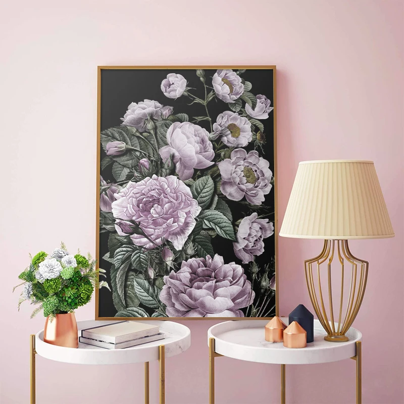 

ROMANTIC FLORAL Rose Peony Canvas Painting Flowers Wall Art Texture Pictures Poster and Print For Living Room Bedroom Home Decor