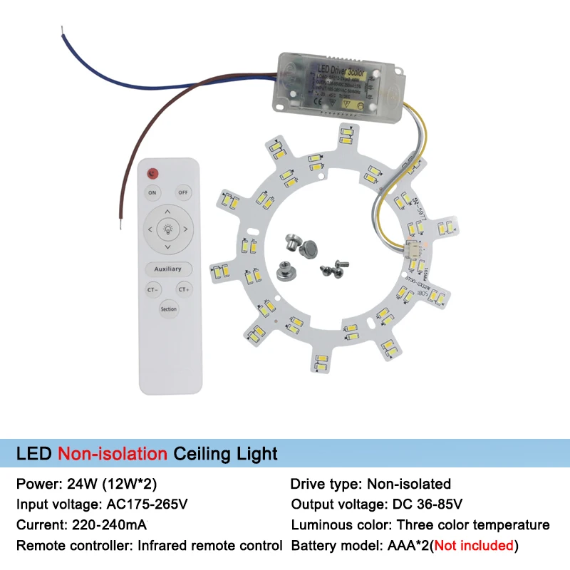 Светодиодный 5730 SMD магнитный 2,4G wifi смарт Модифицированная плата для спальни дома фойе светодиодный потолочный светильник Замена с пультом дистанционного управления - Цвет корпуса: d-12x2W Noisolation