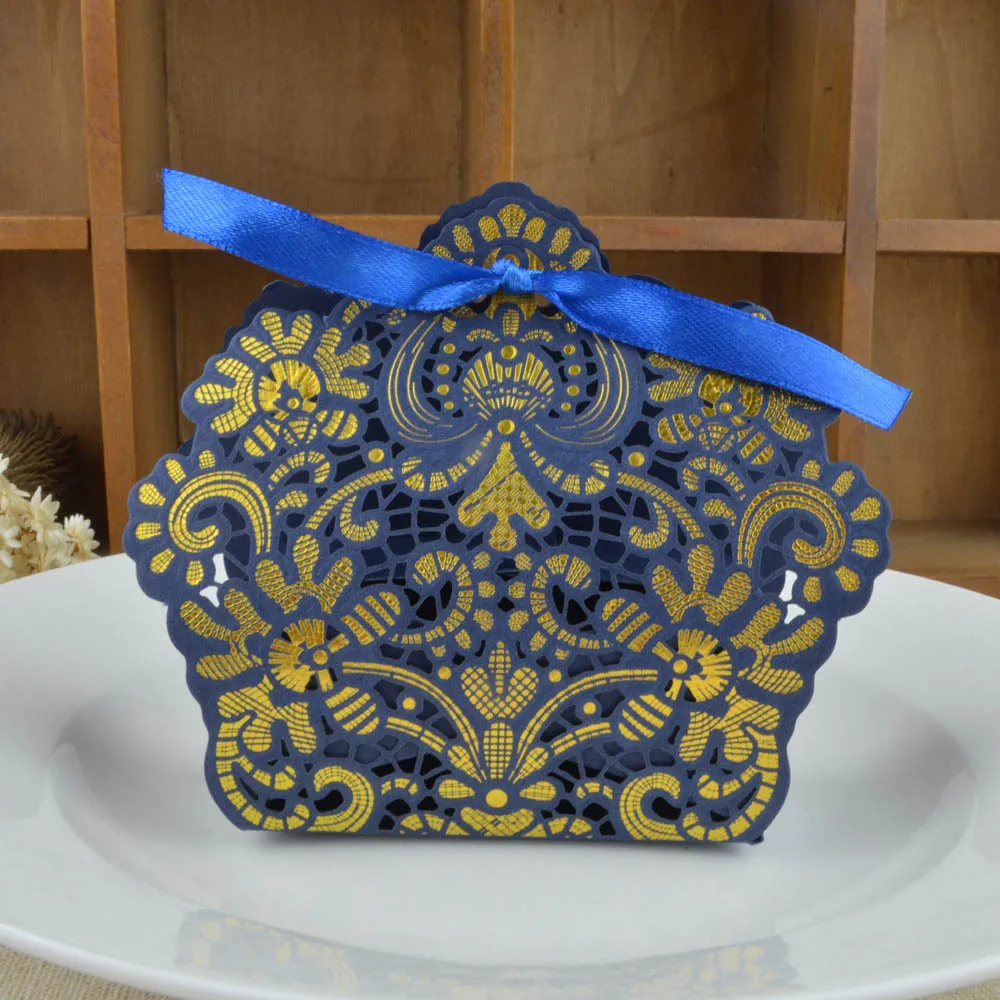 

10X Laser Cut Candy Box Silver/ Black/White/Gold/Red/blue/Red DIY favor box for wedding gift bag birthday baby shower party bag