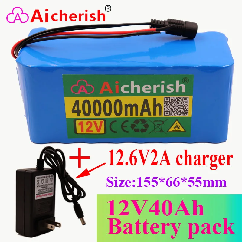 

18650 Lithium Ion Rechargeable Battery 12V40Ah 3S8P BMS Overdischarge Protection Function Electric Bicycle Scooter+12.6V Charger
