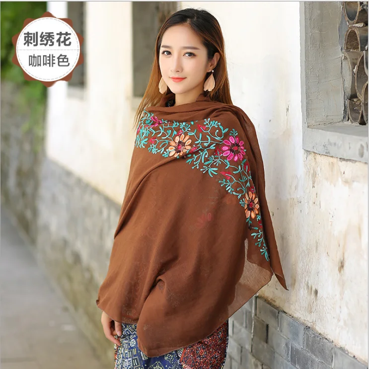 2019 New Embroidered Scarf Shawl Summer Long Silk Decorative Beach Bathing Suit Cover Ups |