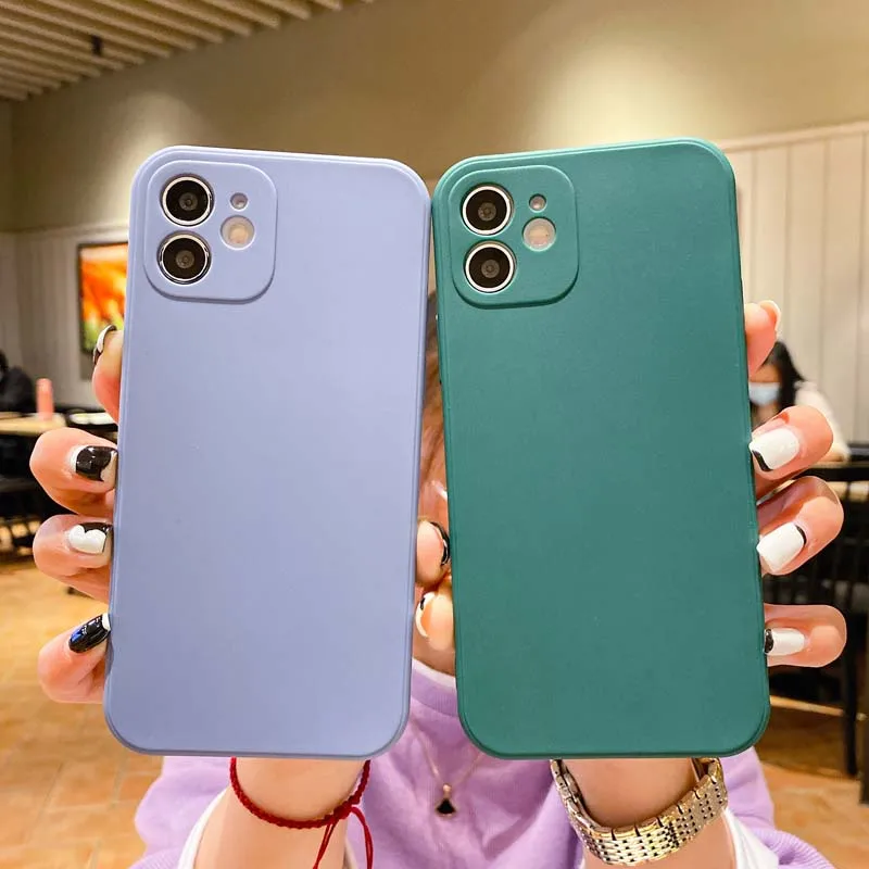 

Luxury Square Liquid Silicone Case for Apple iPhone 11 Pro MAX XS XR 7 8 6S Plus 8Plus 12 Mini 12Pro SE2020 Phone Matte Cover