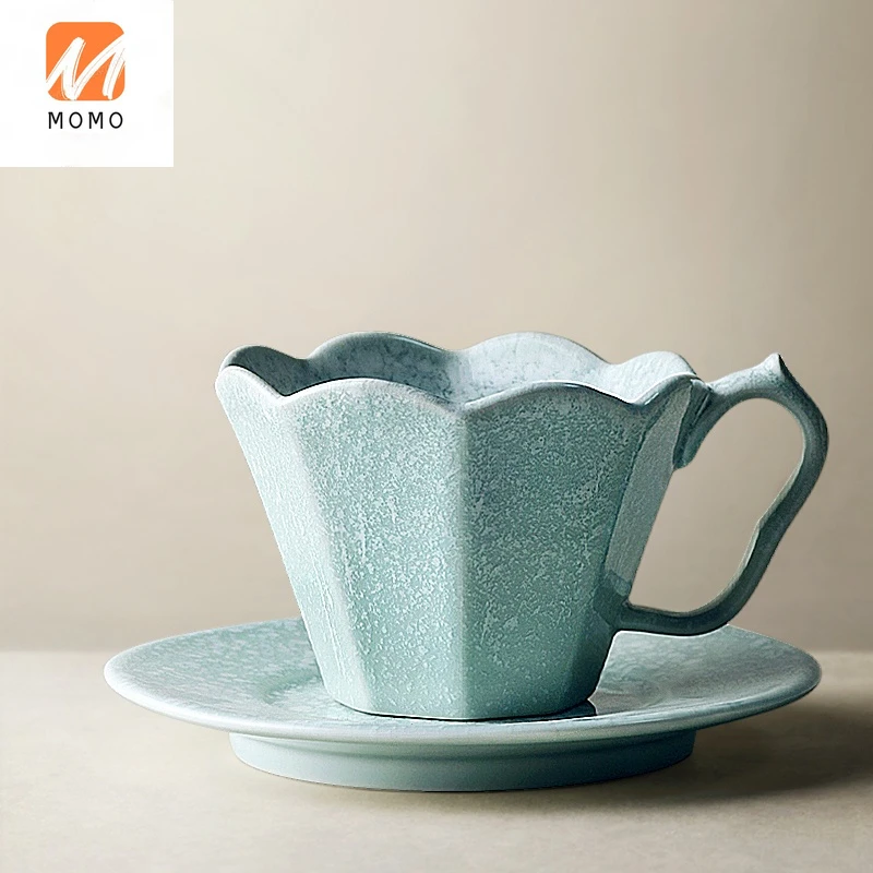 

Creative Coffee Cup with Saucer Japanese Simple Afternoon Tea Cup Home Handmade Ceramic Art Cup Couple