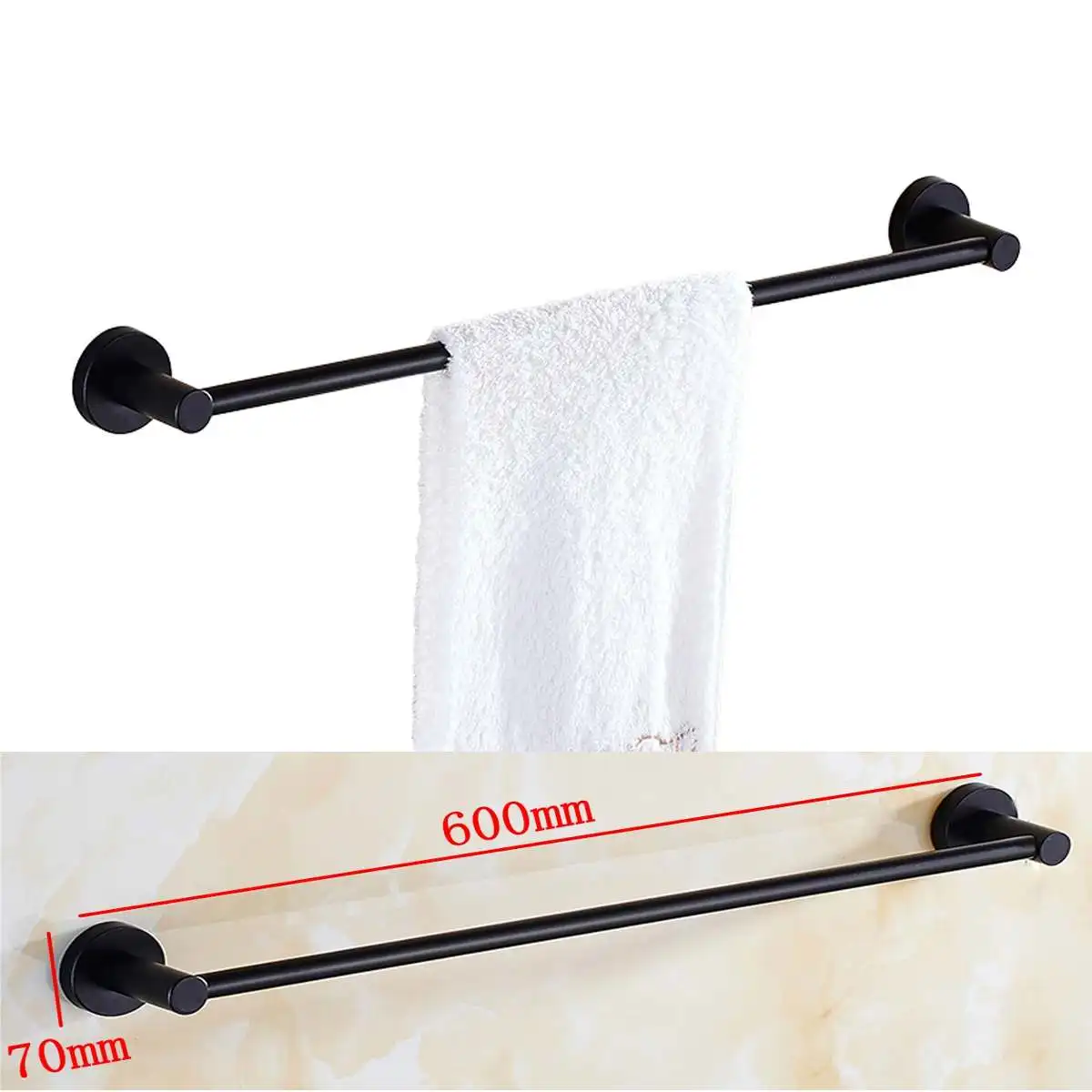 

Xueqin Matt Black Wall Mounted Bath Towel Holder Bathroom Towel Racks Shelves Clothes Hanger Stainless Steel Towel Rack 600x70mm