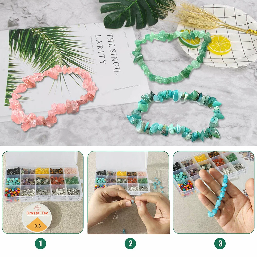 

933x DIY Jewelry Making Starter Kit Earring Pendant Hook Stone Bead Mixed W/ Box Earring Hooks for DIY Jewelry Making