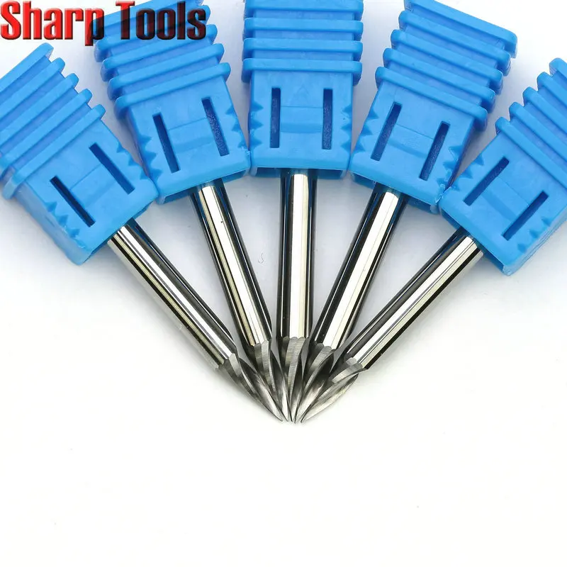 4x0.3mm 60 Angle-5pc 0,2-0,5 мм наконечник 4x60 угол одинарное фрезерование канавок резец V бит гравировальный инструмент CNC твердосплавные резные фрезы из металла Фасонная фреза, Концевая фреза - Длина режущей кромки: 4x0.3mm 60 Angle-5pc