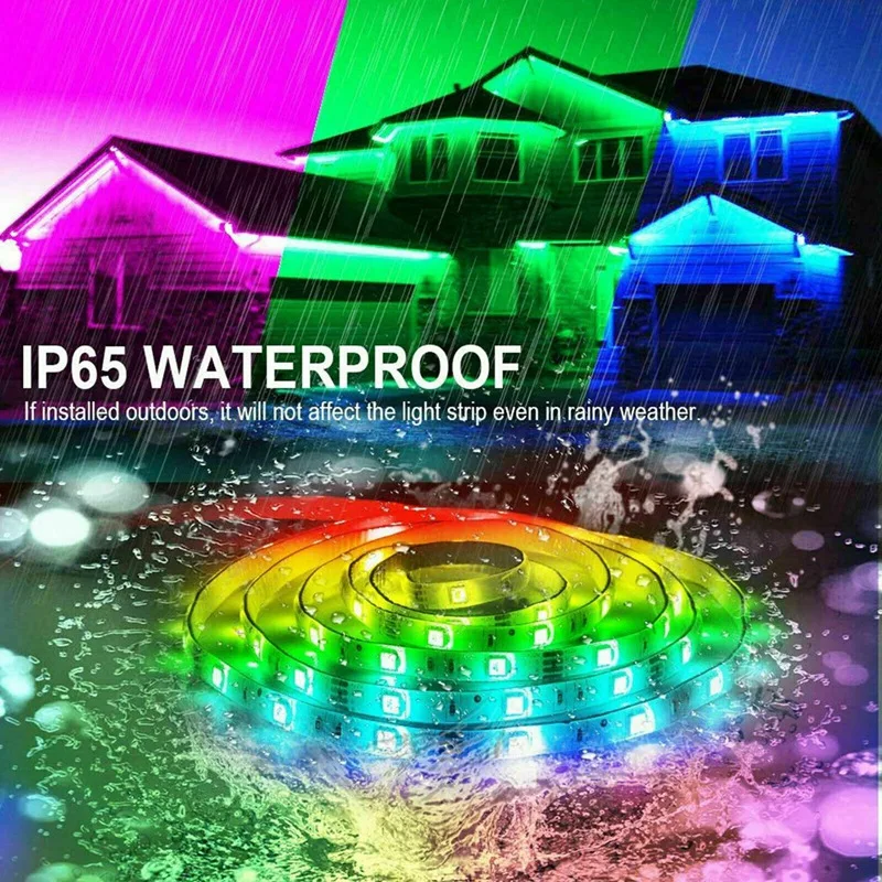 

New 5M 16.5FT 3528 SMD RGB 300LEDs LED Light Strip+44Key Remote Control+12V US Power IP65 Waterproof-US Plug