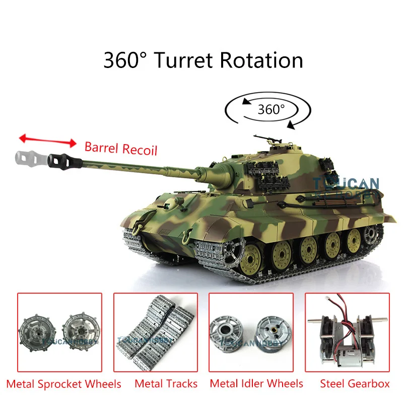 1/16 Хэн длинные 6 0 Модернизированный Король тигр Р/У танки 3888A 360 башни отдача