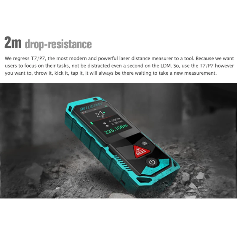 P7/T7 Bluetooth лазерный дальномер с поворотным сенсорным экраном многоразового измерения непрямого расстояния/угла/области