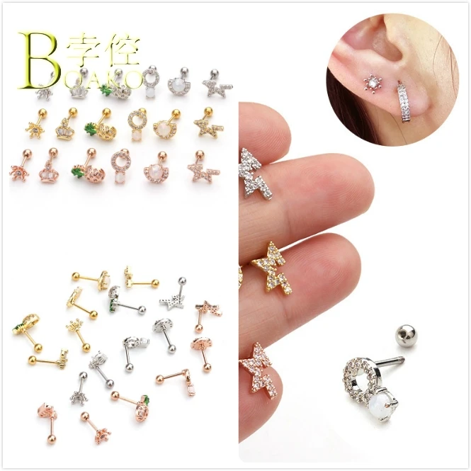 Нержавеющая сталь Корона ушной костяные серьги для Для женщин золотой звездой